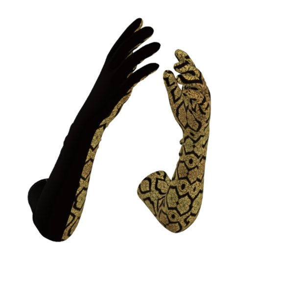 Gold Black Geometric Opera Gloves OS - Picture 3 of 6